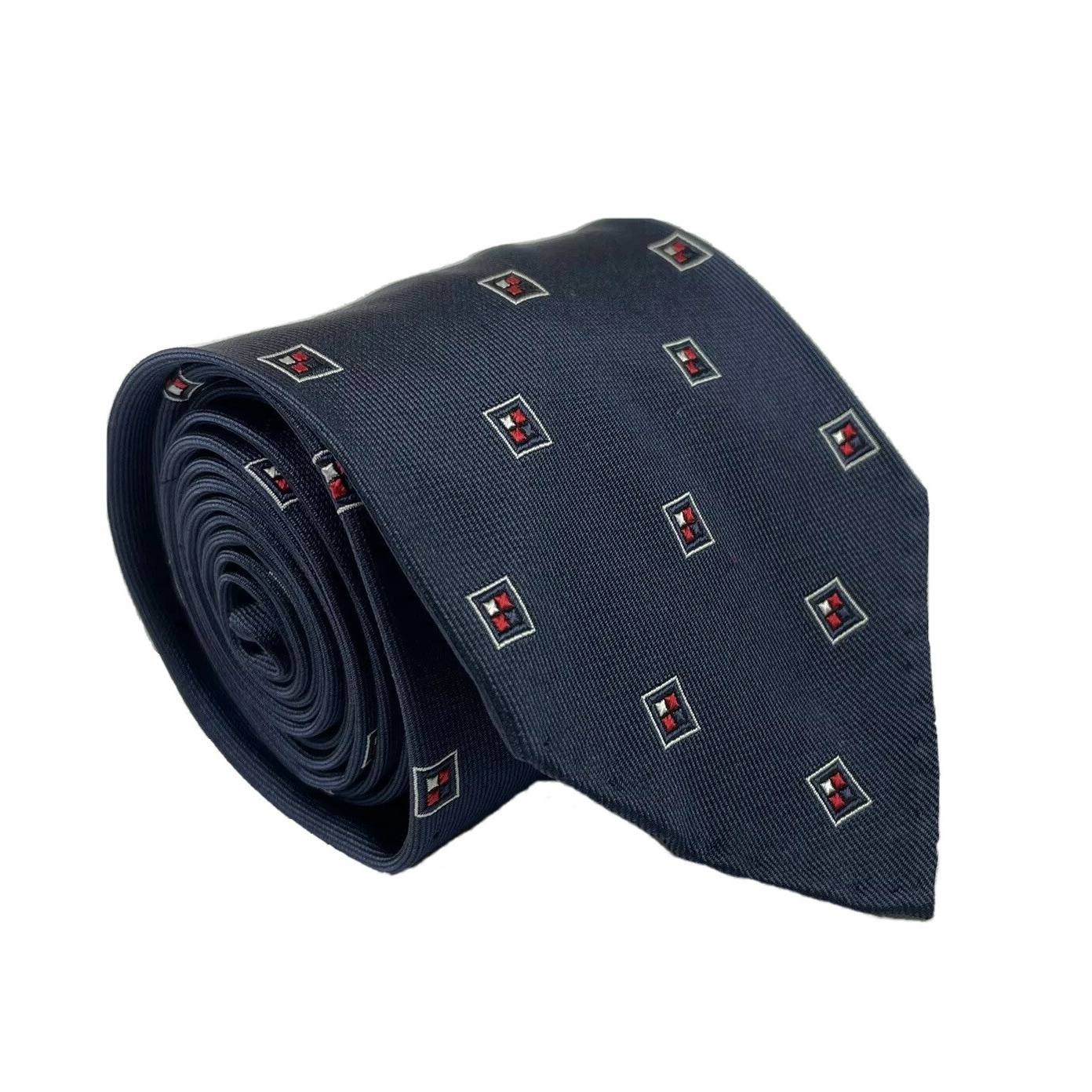 M Ferretti Red Blue Abstract Geometric Linen Silk Mens Tie 3 Inch Width Nwt